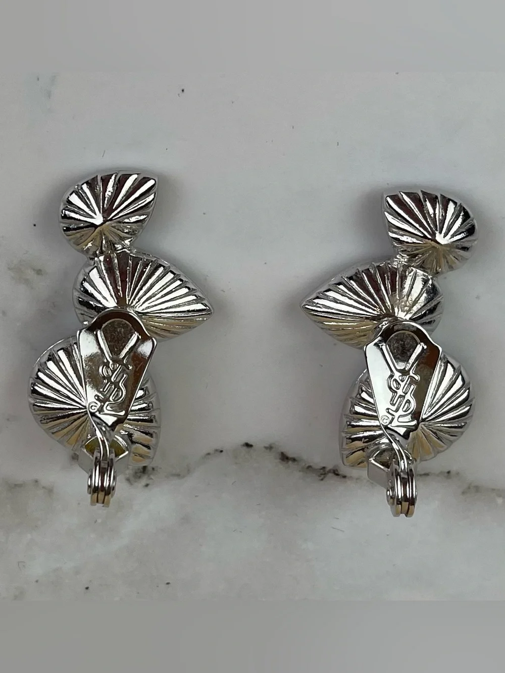Vintage Yves Saint Laurent Couture Ruby Red Crystal Cluster Clip-On Earrings - Picture 5 of 5